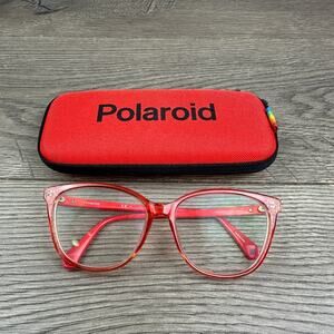 Polaroid PLD D372 733 140 Women's Peach Red Eyeglass Optical Frame w/ Case